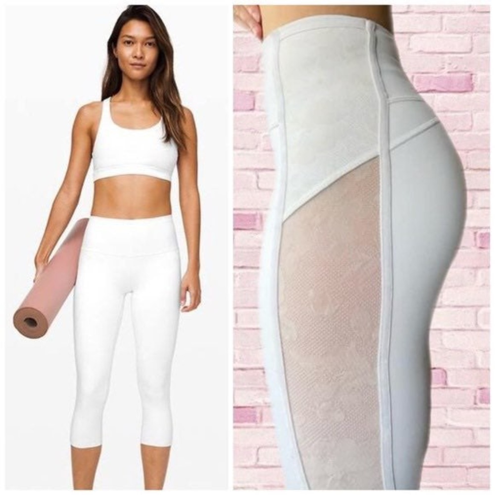 Lululemon white wunder under leggings cropped